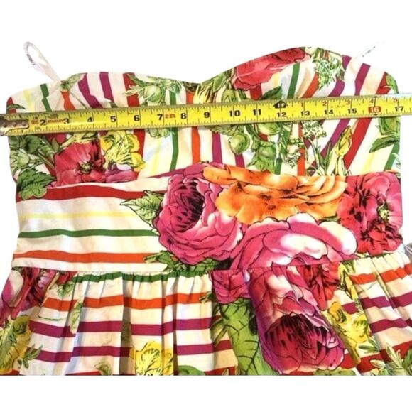 B. Darlin Strapless Dress Y2K Floral Stripe w/ Heart Belt Lined M NWOT - Picture 4 of 11